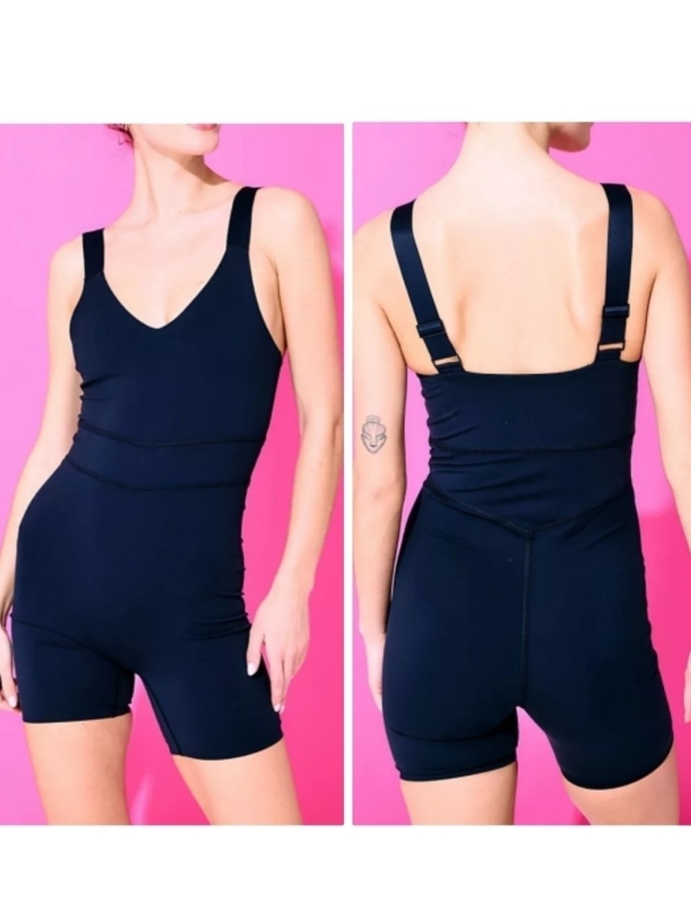 TEREZ Black Workout Bodysuit romper one piece short athletic XXS
